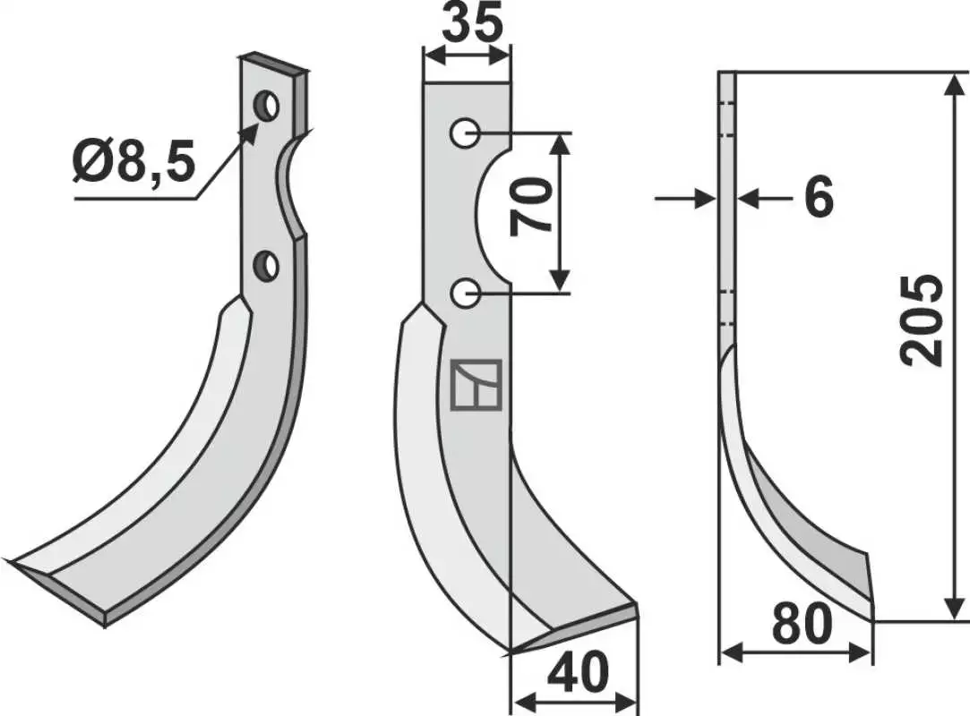 Fräsmesser 205x35mm, rechts